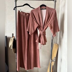 Suzi Kondi XS Terry zephora pants and malsori top set (brown)